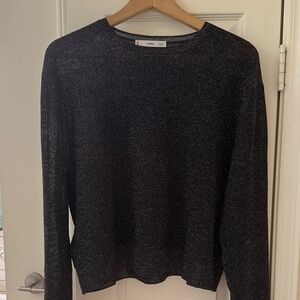 Mango Shimmering Black Crew Neck Sweater